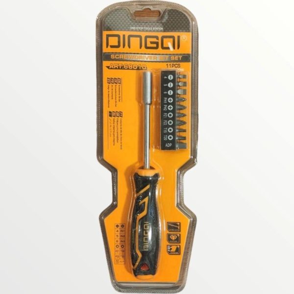 ست پیچ گوشتی 11 عددی بیت خور دینگی DINGQI مدل 68010 مشکی